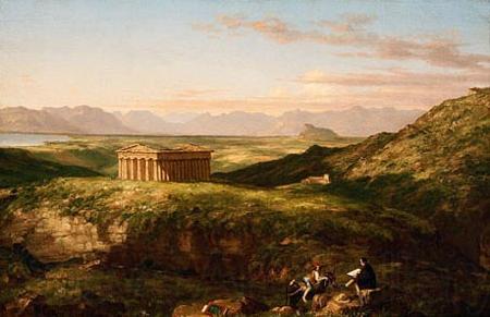 Thomas Cole The Temple of Segesta with the Artist Sketching (mk13) Norge oil painting art
